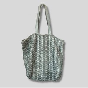 Free People Leather Woven Ren Oversized Tote Bag
